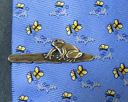 餌に囲まれたタイピンのカエル