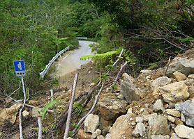 大国林道の土砂崩れ現場